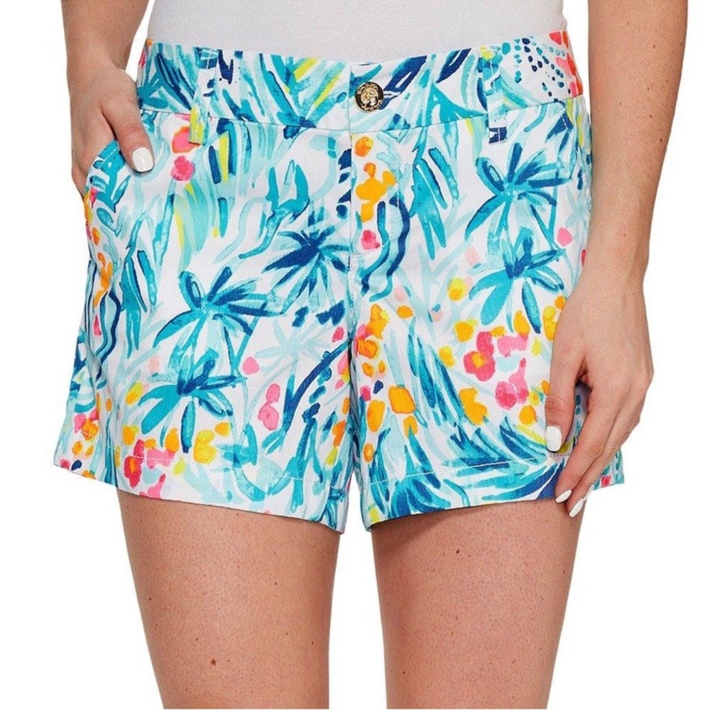 Lilly Pulitzer‎ The Callahan Short Blue Green White Watercolor Women's Size 00
